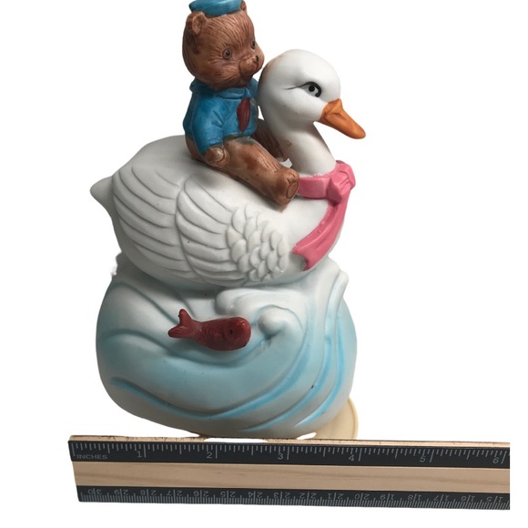 4/$20 Vintage 80’s Bear Riding Duck Nursery Room Music Box Decor Made In Taiwan - Picture 5 of 13